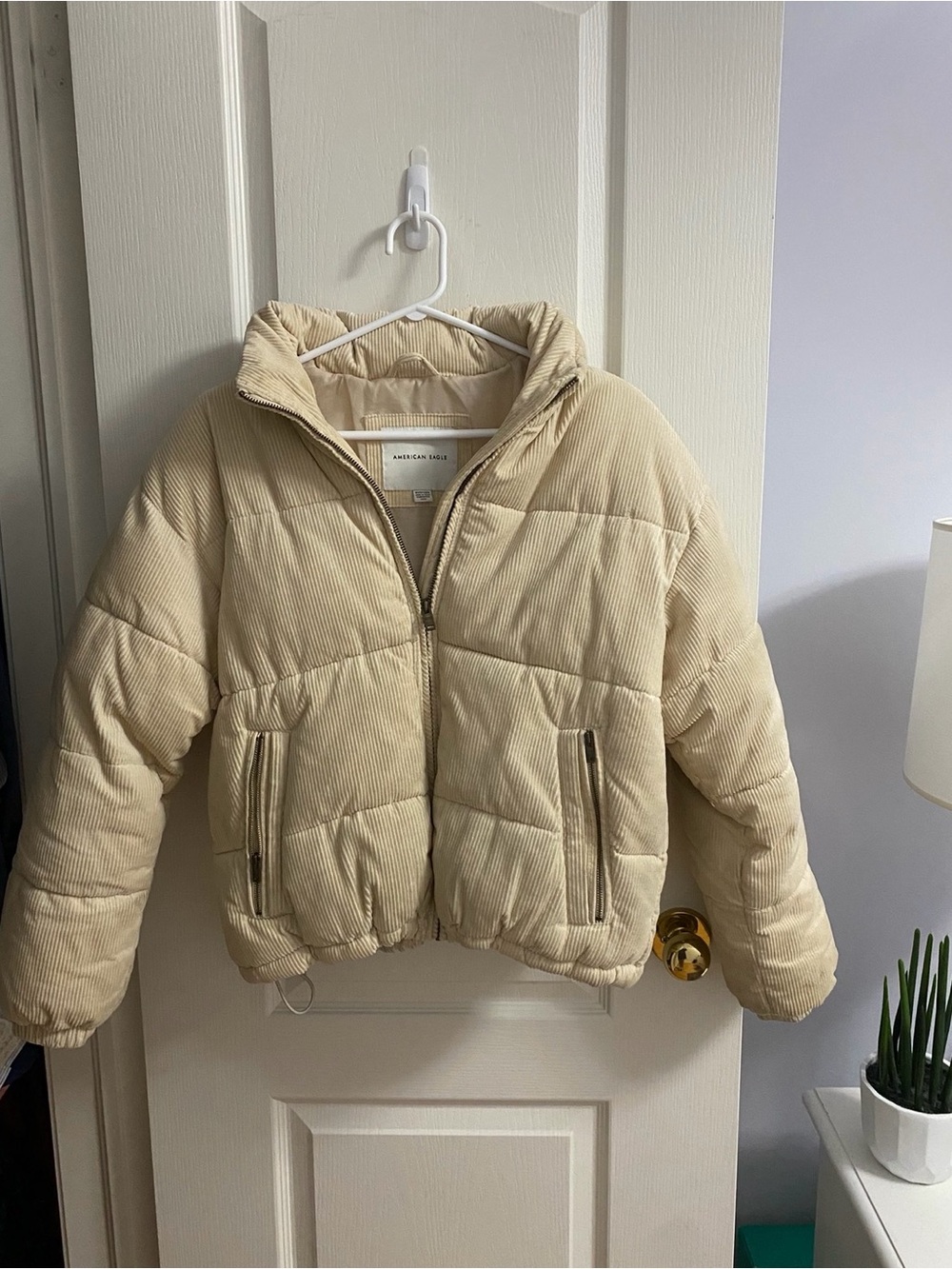American Eagle Outfitters Kids Cream Corduroy Puffer Jacket